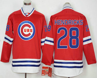 Men's Chicago Cubs #28 Kyle Hendricks Red Long Sleeve Baseball Jersey