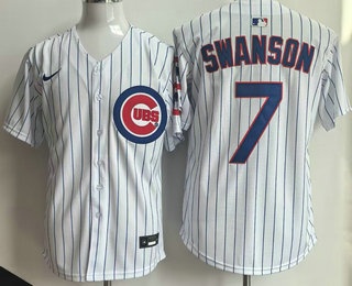 Men's Chicago Cubs #7 Dansby Swanson White Limited Jersey