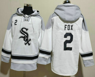 Men's Chicago White Sox #2 Nellie Fox White Ageless Must Have Lace Up Pullover Hoodie