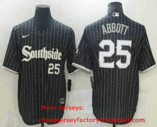 Men's Chicago White Sox #25 Sam Abbott Black With Small Number 2021 City Connect Stitched MLB Cool Base Nike Jersey