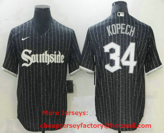 Men's Chicago White Sox #34 Michael Kopech Black 2021 City Connect Stitched MLB Cool Base Nike Jersey