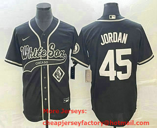 Men's Chicago White Sox #45 Michael Jordan Black Cool Base Stitched Baseball Jersey 01