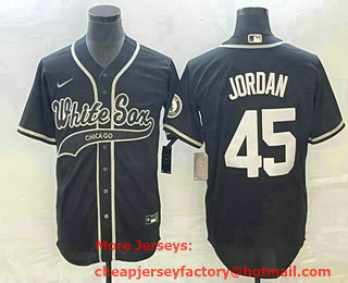 Men's Chicago White Sox #45 Michael Jordan Black Cool Base Stitched Baseball Jersey 02