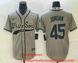 Men's Chicago White Sox #45 Michael Jordan Grey Cool Base Stitched Baseball Jersey 01