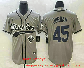 Men's Chicago White Sox #45 Michael Jordan Grey Cool Base Stitched Baseball Jersey 02