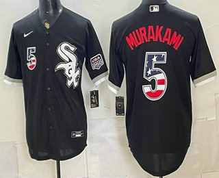 Men's Chicago White Sox #5 Munetaka Murakami Black 2026 USA 250 Fourth of July Stitched Jersey