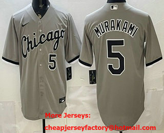 Men's Chicago White Sox #5 Munetaka Murakami Gray Cool Base Jersey