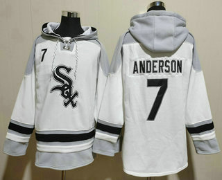 Men's Chicago White Sox #7 Tim Anderson White Ageless Must Have Lace Up Pullover Hoodie