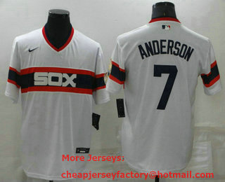 Men's Chicago White Sox #7 Tim Anderson White Pullover Stitched MLB Cool Base Nike Jersey