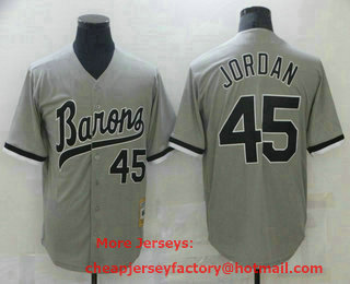 Men's Chicago White Sox Birmingham Barons #45 Michael Jordan Gray Stitched Baseball Jersey