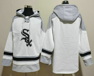 Men's Chicago White Sox Blank White Ageless Must Have Lace Up Pullover Hoodie