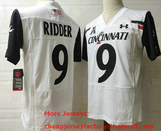 Men's Cincinnati Bearcats #9 Desmond Ridder White College Football Jersey