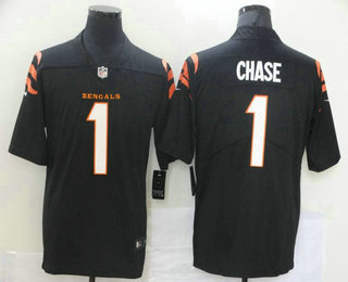 Men's Cincinnati Bengals #1 Ja'Marr Chase NEW Black 2021 Vapor Untouchable Stitched NFL Nike Limited Jersey