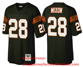 Men's Cincinnati Bengals #28 Joe Mixon Black Throwback Legacy Stitched Jersey