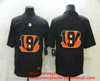 Men's Cincinnati Bengals #9 Joe Burrow Black 2020 Shadow Logo Vapor Untouchable Stitched NFL Nike Limited Jersey