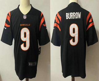Men's Cincinnati Bengals #9 Joe Burrow NEW Black 2021 Vapor Untouchable Stitched NFL Nike Limited Jersey