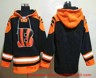 Men's Cincinnati Bengals Blank Black Ageless Must Have Lace Up Pullover Hoodie