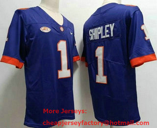 Men's Clemson Tigers #1 Will Shipley Purple College Football Jersey