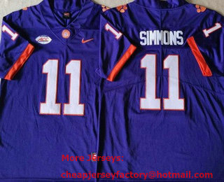 Men's Clemson Tigers #11 Isaiah Simmons Purple College Football Jersey