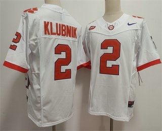 Men's Clemson Tigers #2 Cade Klubnik White FUSE College Football Jersey
