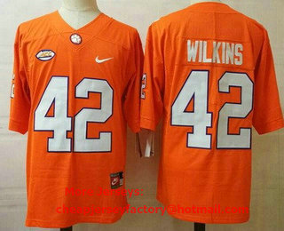 Men's Clemson Tigers #42 Christian Wilkins Orange College Football Jersey