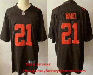 Men's Cleveland Browns #21 Denzel Ward Brown 2021 Color Rush Stitched NFL Nike Limited Jersey