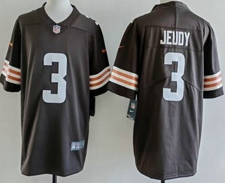 Men's Cleveland Browns #3 Jerry Jeudy Jeudy Limited Brown Vapor Jersey