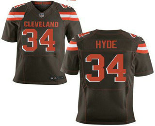 Men's Cleveland Browns #34 Carlos Hyde Brown Team Color Stitched NFL Nike Elite Jersey