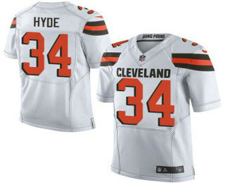 Men's Cleveland Browns #34 Carlos Hyde White Road Stitched NFL Nike Elite Jersey