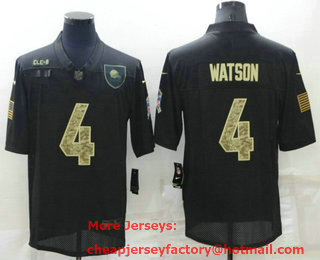 Men's Cleveland Browns #4 Deshaun Watson Black Camo 2020 Salute To Service Stitched NFL Nike Limited Jersey