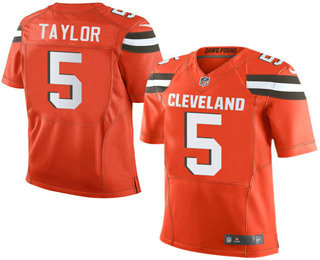 Men's Cleveland Browns #5 Tyrod Taylor Orange Alternate Stitched NFL Nike Elite Jersey