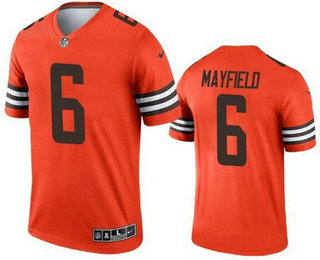 Men's Cleveland Browns #6 Baker Mayfield Limited Orange Inverted Vapor Jersey