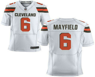 Men's Cleveland Browns #6 Baker Mayfield White Road Stitched NFL Nike Elite Jersey