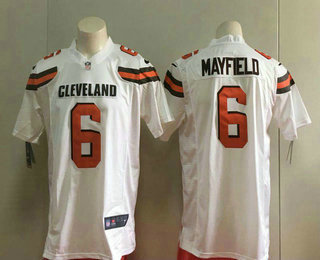 Men's Cleveland Browns #6 Baker Mayfield White Road Stitched NFL Nike Game Jersey