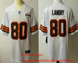 Men's Cleveland Browns #80 Jarvis Landry White 1946 Collection Vapor Stitched Football Jersey