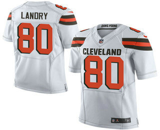 Men's Cleveland Browns #80 Jarvis Landry White Road Stitched NFL Nike Elite Jersey