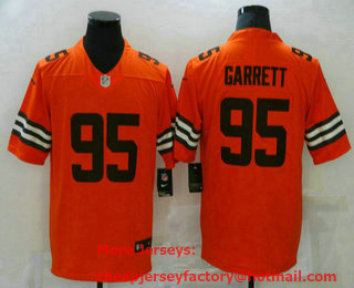 Men's Cleveland Browns #95 Myles Garrett Orange 2021 Inverted Legend Stitched Nike Limited Jersey