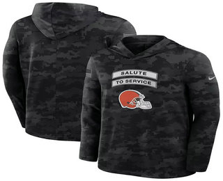 Men's Cleveland Browns Black 2026 Salute to Service Sideline Lightweight Hoodie Long Sleeve Top