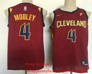 Men's Cleveland Cavaliers #4 Evan Mobley Red 2021 Nike Swingman Stitched Jersey With Sponsor Logo