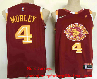 Men's Cleveland Cavaliers #4 Evan Mobley Red Nike Diamond 2022 City Edition Swingman Stitched Jersey With Sponsor
