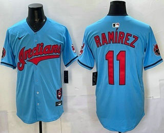 Men's Cleveland Guardians #11 Jose Ramirez Blue Limited Jersey