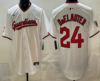 Men's Cleveland Guardians #24 Chase DeLauter White Limited Jersey