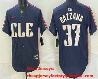 Men's Cleveland Guardians #37 Travis Bazzana avy 2024 City Connect Limited Stitched Jersey