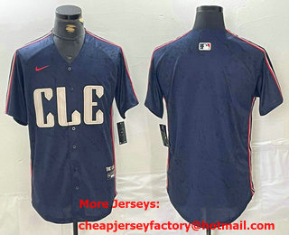 Men's Cleveland Guardians Blank Navy 2024 City Connect Limited Stitched Jersey
