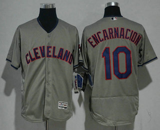 Men's Cleveland Indians #10 Edwin Encarnacion Gray Road Stitched MLB 2016 Flex Base Jersey