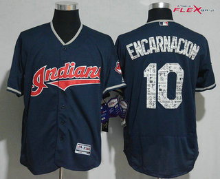 Men's Cleveland Indians #10 Edwin Encarnacion Navy Blue 2017 Spring Training Stitched MLB Flex Base Jersey