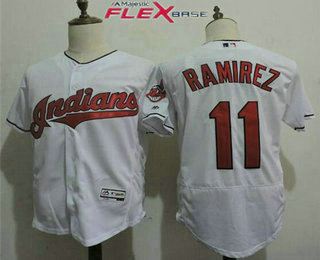 Men's Cleveland Indians #11 Jose Ramirez White Home Flex Base Authentic Collection Player Jersey
