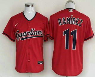 Men's Cleveland Indians #11 Jose Ramirez Red Stitched MLB Cool Base Jersey