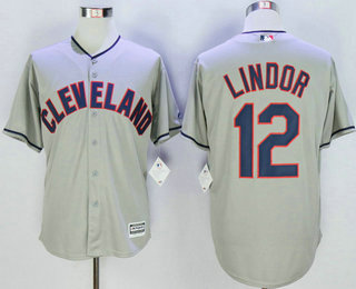 Men's Cleveland Indians #12 Francisco Lindor Grey New Cool Base Jersey