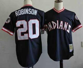 Men's Cleveland Indians #20 Frank Robinson 1994 Navy Blue Mitchell & Ness Throwback Jersey